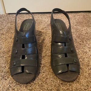 Gray high heeled sandals